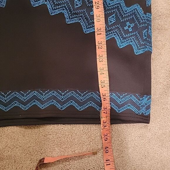 Tadashi Shoji teal black geometric sheath dress sz 8 - Picture 7 of 9